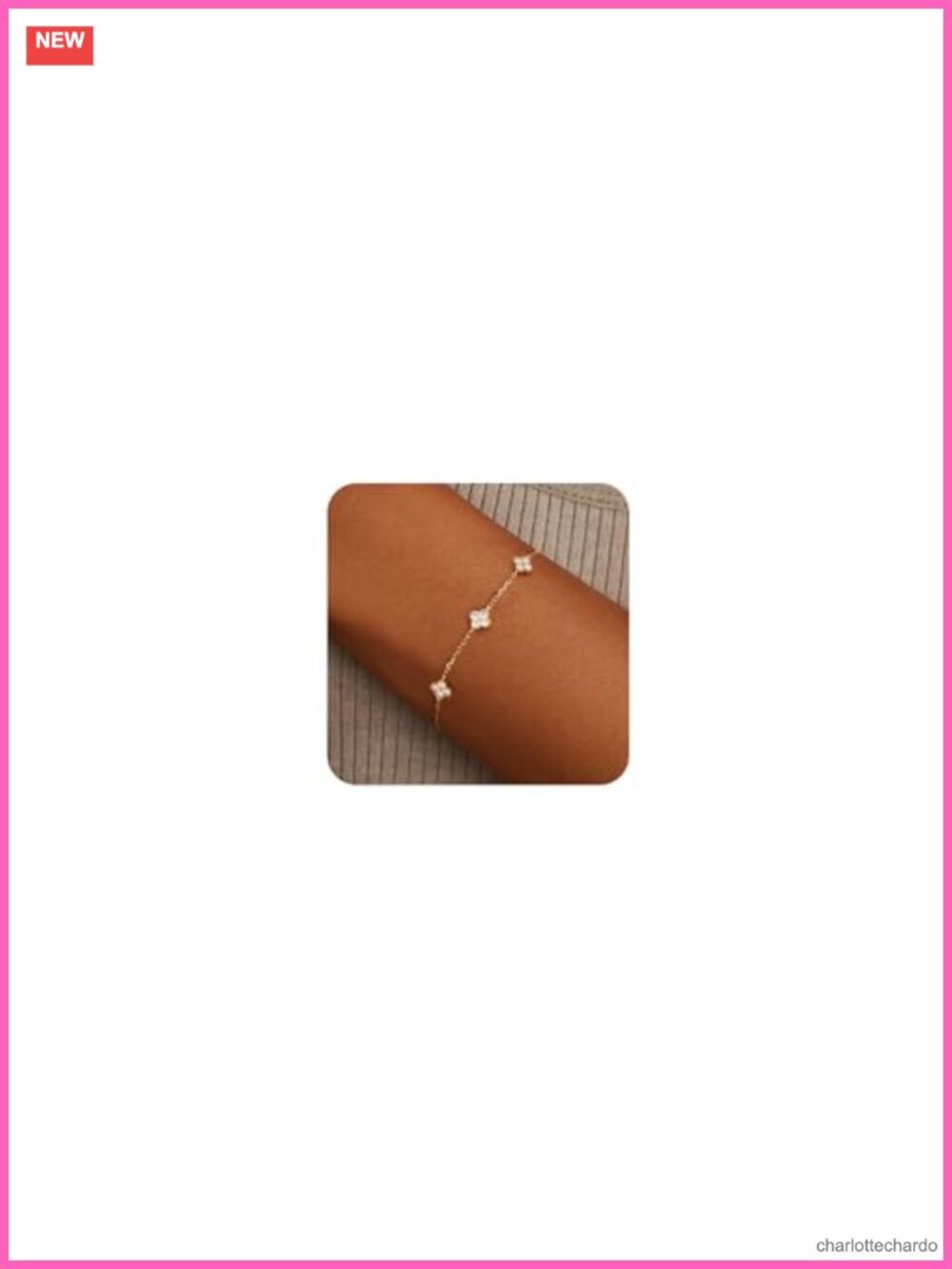 14K Gold Plated Birthstone Four Leaf Clover Bracelet Dainty Stackable Women